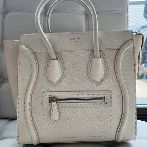 Celine white micro luggage in goatskin - Picture 6 of 6